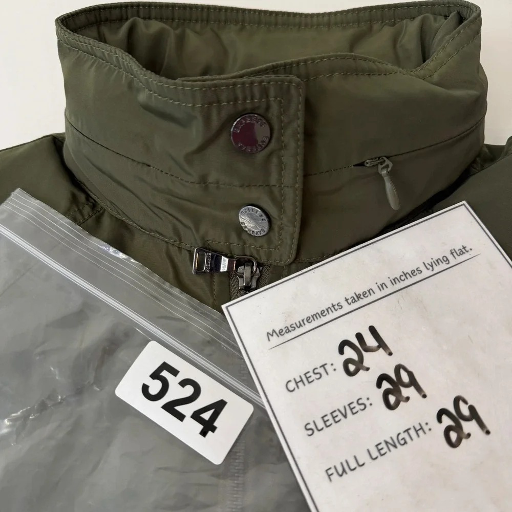Express Womens Olive Green Lightweight Hooded Windbreaker Jacket Size L #524‎
